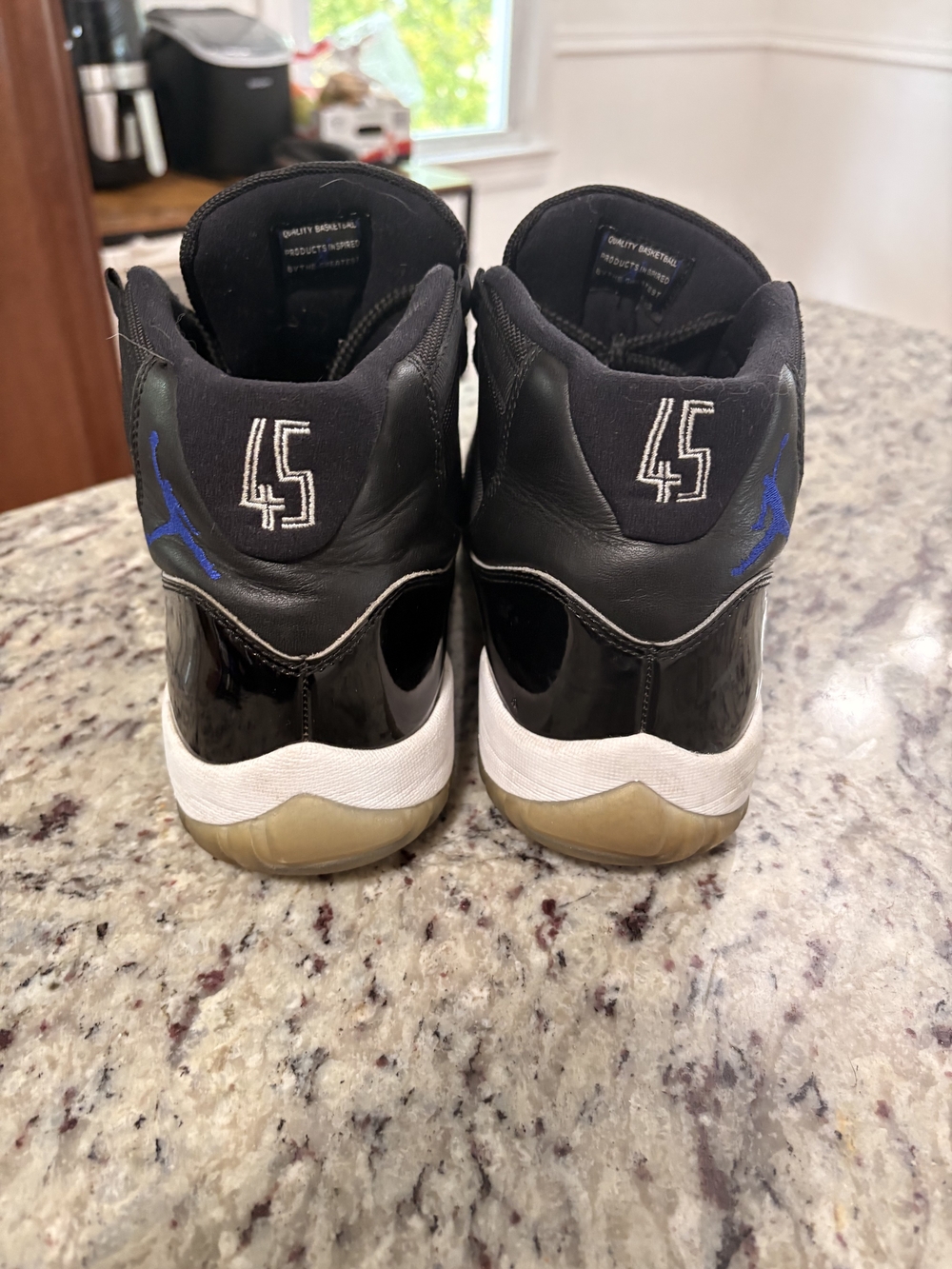 Air Jordan 11 Retro Black Concord 45 Heel Sneakers